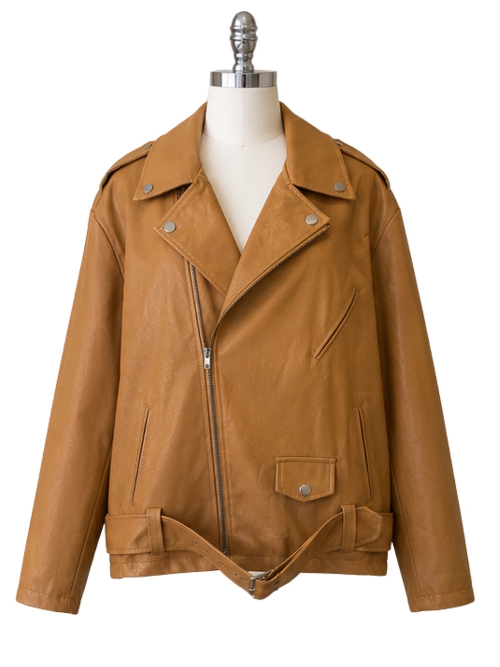 SAN SOUCI Tan Faux Leather Jacket Size Large Moto NWT